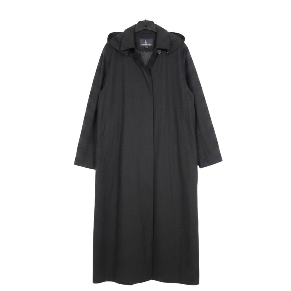 VTG LONDON FOG Black REMOVABLE HOOD Button-Up POCKETS Trench Coat JACKET 12 REG